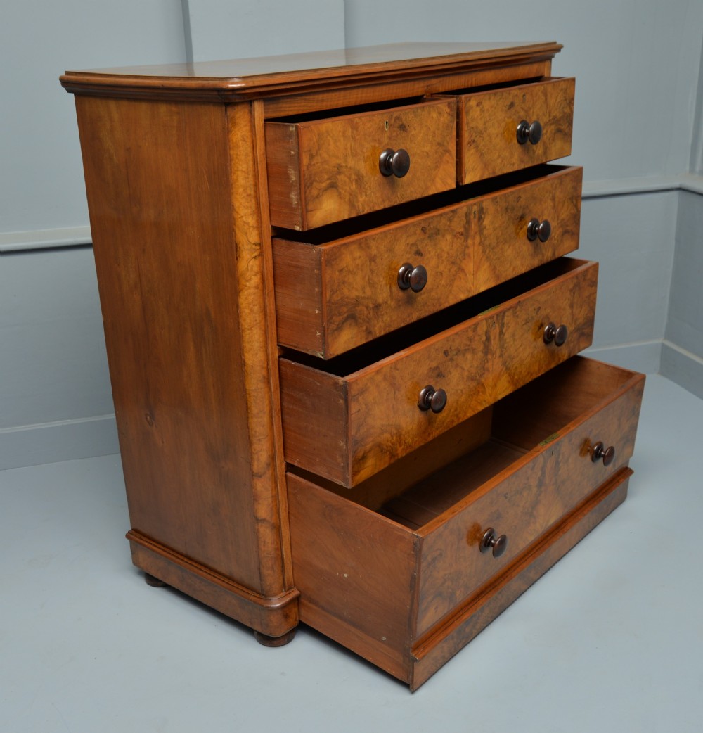 Handsome Victorian Burr-Walnut Chest Of Drawers View XI