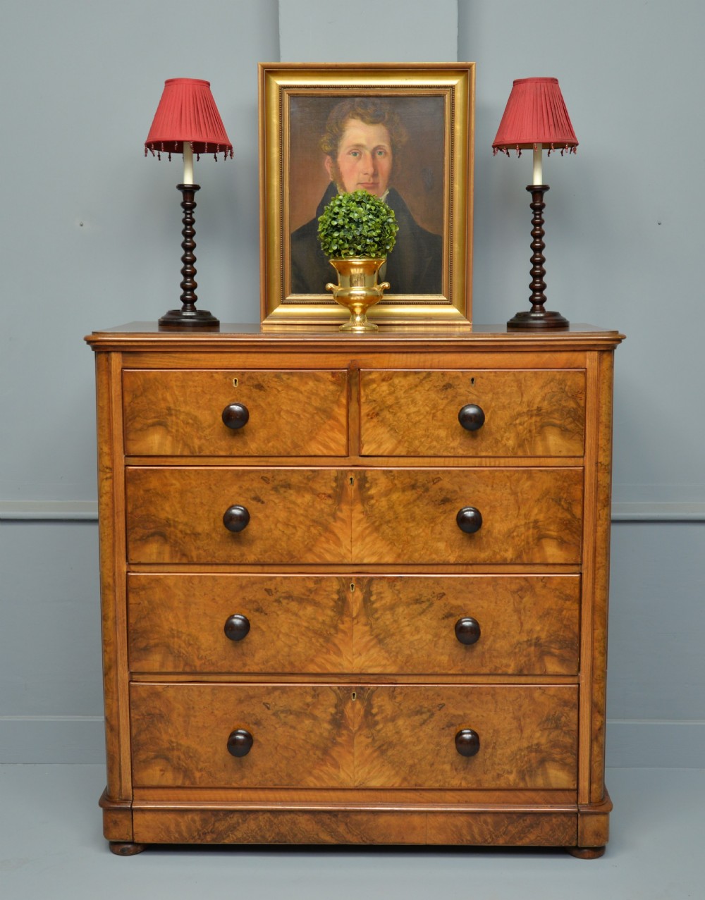 Handsome Victorian Burr-Walnut Chest Of Drawers View XV