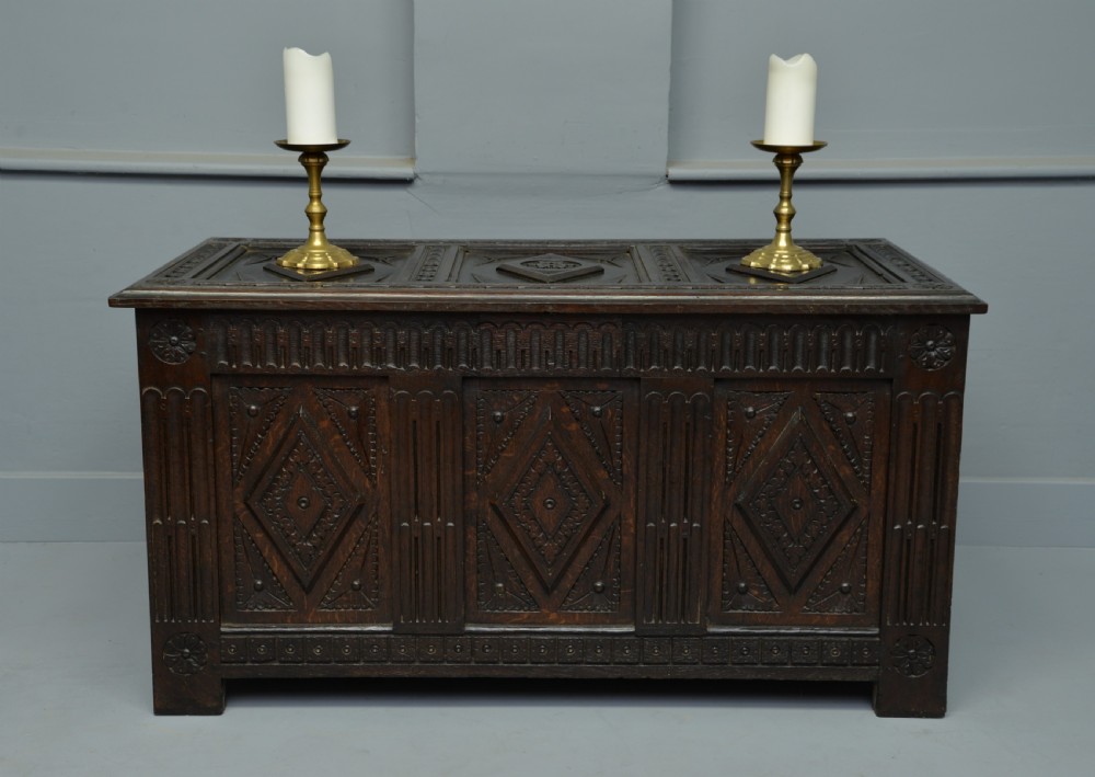19th Century Carved Oak Coffer