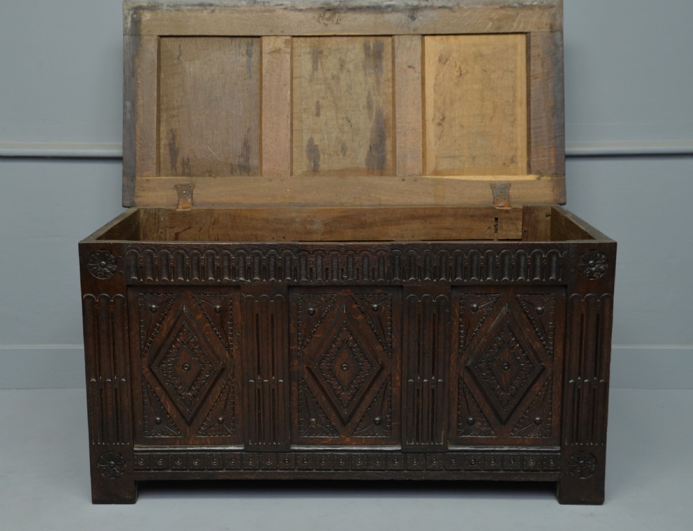 19th Century Carved Oak Coffer View IV