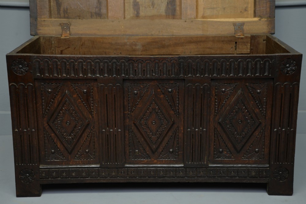 19th Century Carved Oak Coffer View V