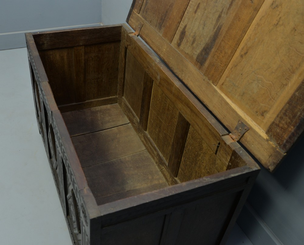 19th Century Carved Oak Coffer View VI