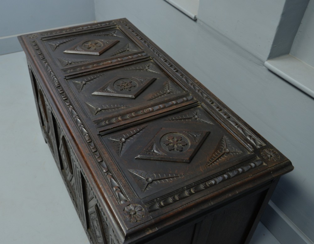 19th Century Carved Oak Coffer View VII
