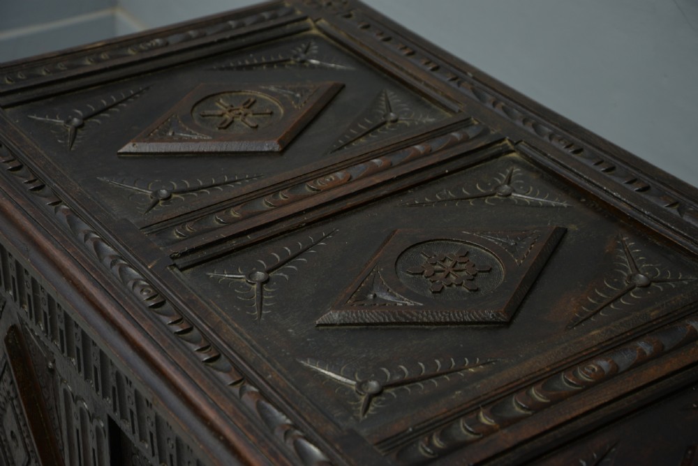 19th Century Carved Oak Coffer View VIII