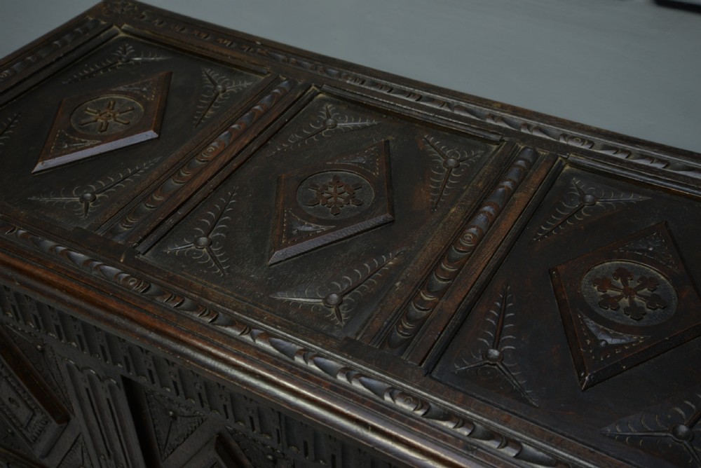 19th Century Carved Oak Coffer View IX