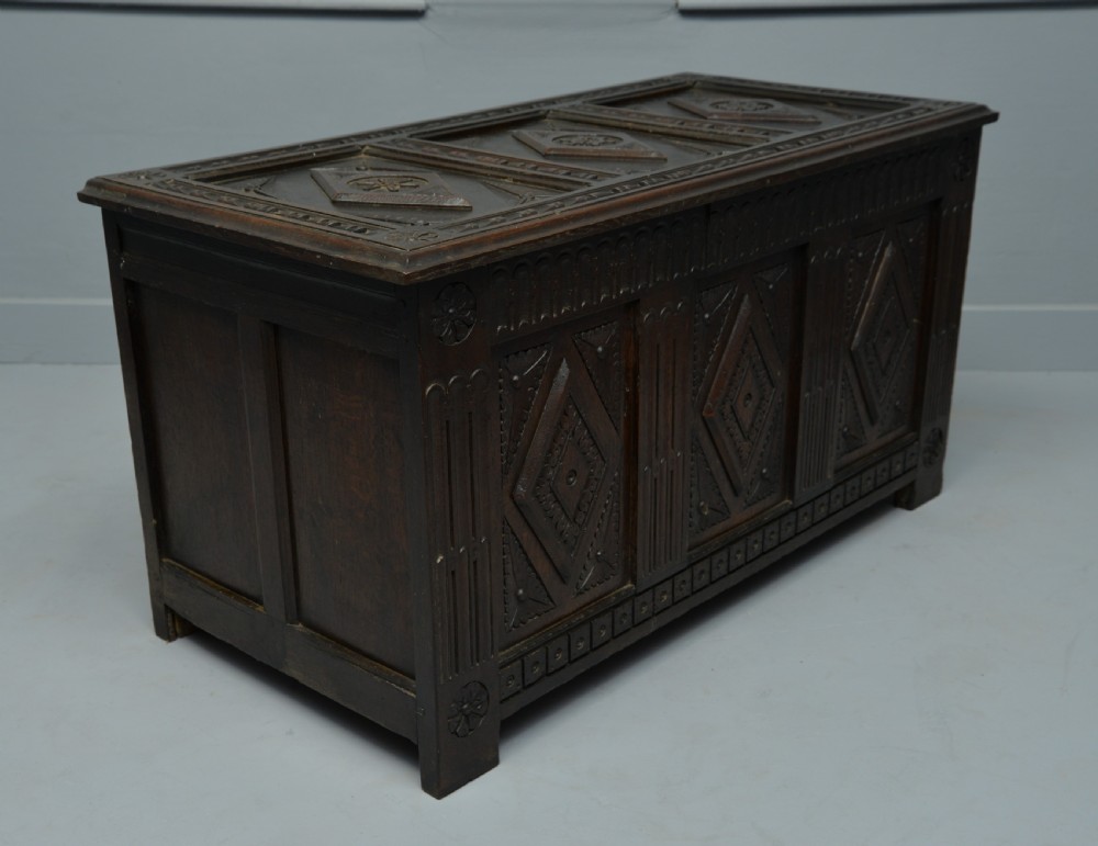 19th Century Carved Oak Coffer View X