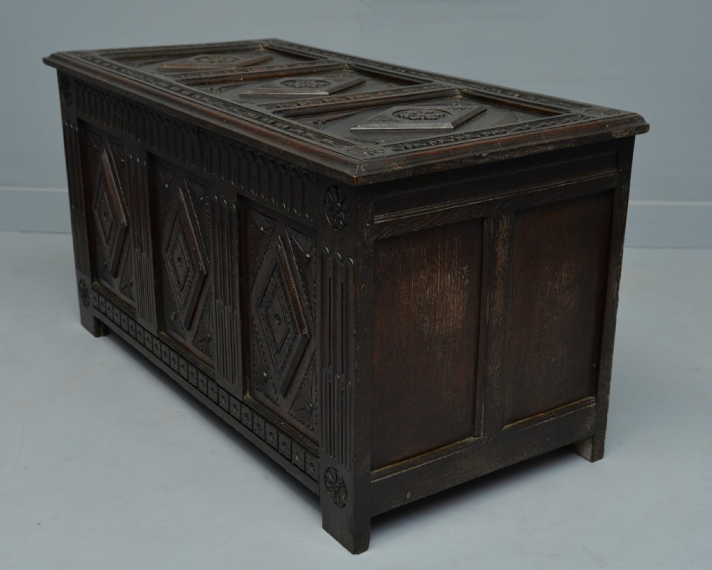 19th Century Carved Oak Coffer View XI
