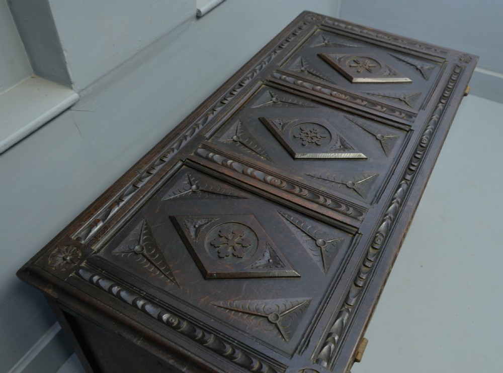 19th Century Carved Oak Coffer View XII