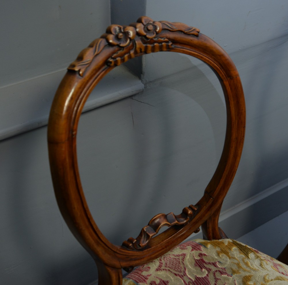 Pretty Pair Of Victorian Carved Walnut Side Chairs View III