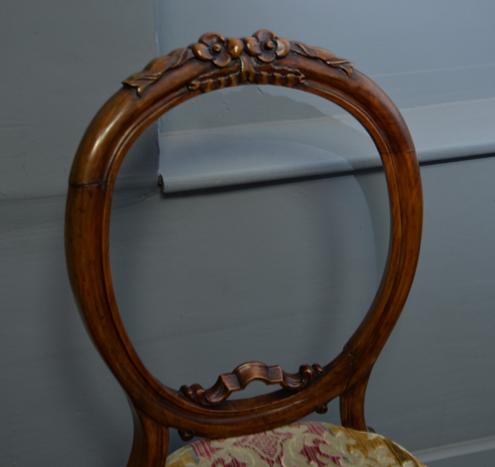 Pretty Pair Of Victorian Carved Walnut Side Chairs View IV