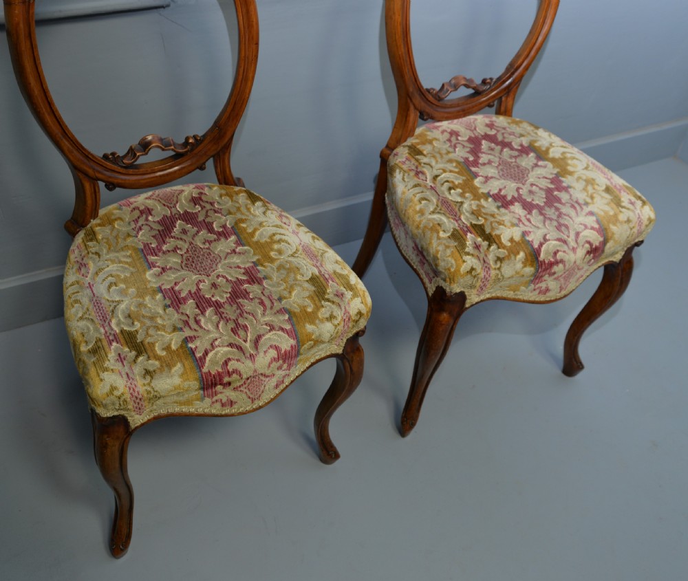Pretty Pair Of Victorian Carved Walnut Side Chairs View V