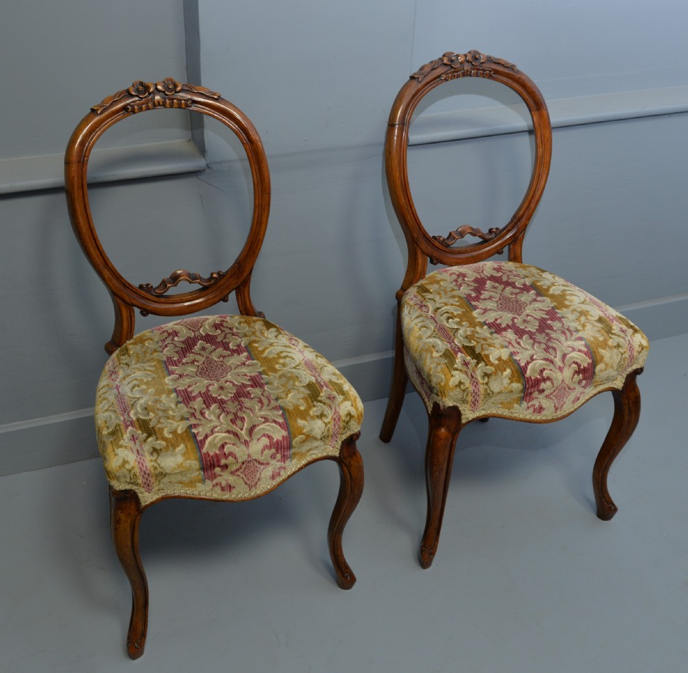 Pretty Pair Of Victorian Carved Walnut Side Chairs View VI