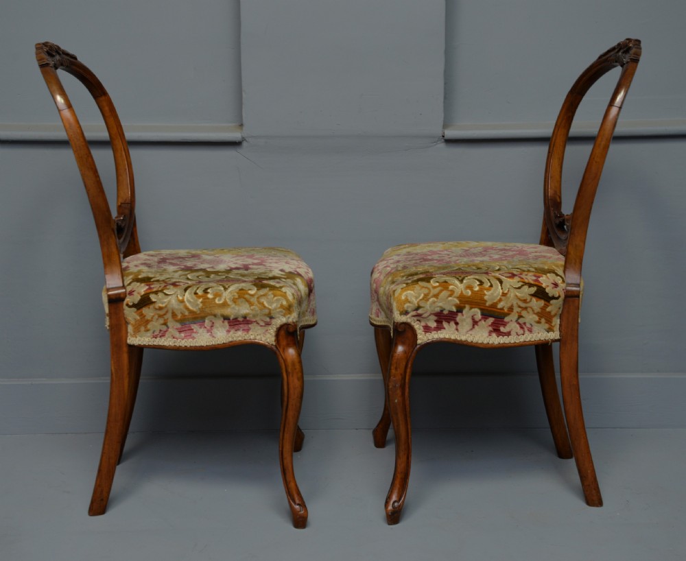 Pretty Pair Of Victorian Carved Walnut Side Chairs View VII