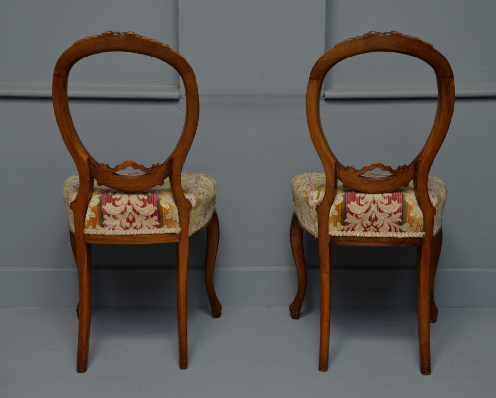 Pretty Pair Of Victorian Carved Walnut Side Chairs View IX