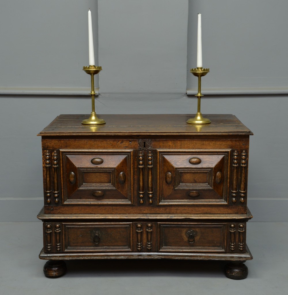 Charming 17th Century Small Oak Mule Chest
