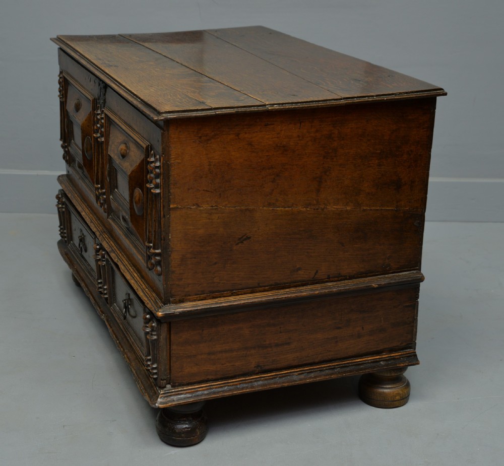 Charming 17th Century Small Oak Mule Chest View XI