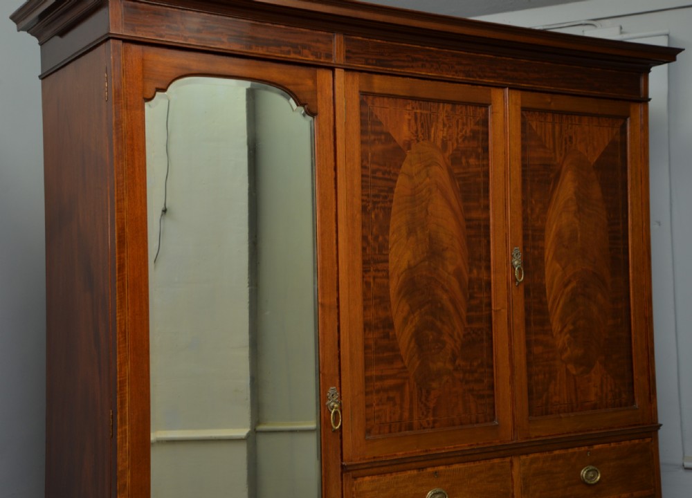 Edwardian Mahogany Wardrobe-Linen Press By Jas Shoolbred & Co View II