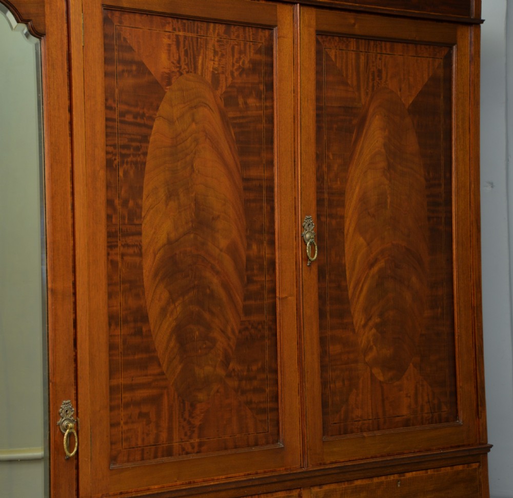 Edwardian Mahogany Wardrobe-Linen Press By Jas Shoolbred & Co View III