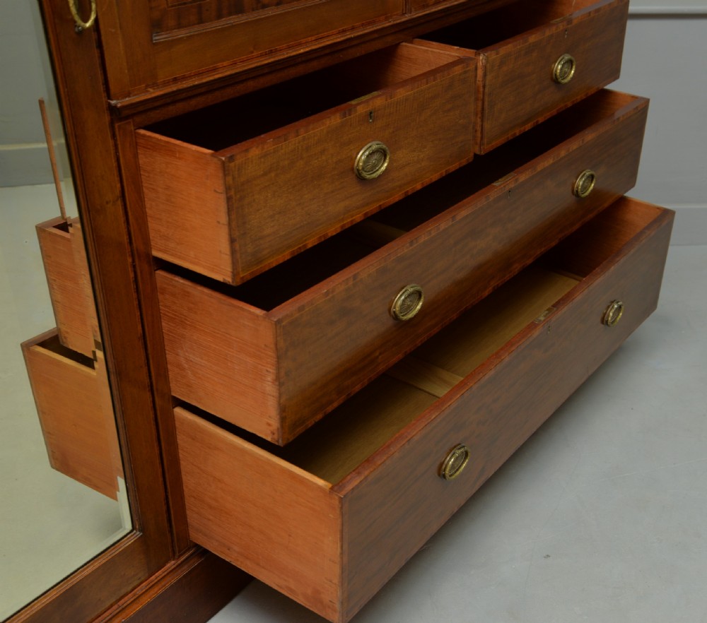 Edwardian Mahogany Wardrobe-Linen Press By Jas Shoolbred & Co View IX