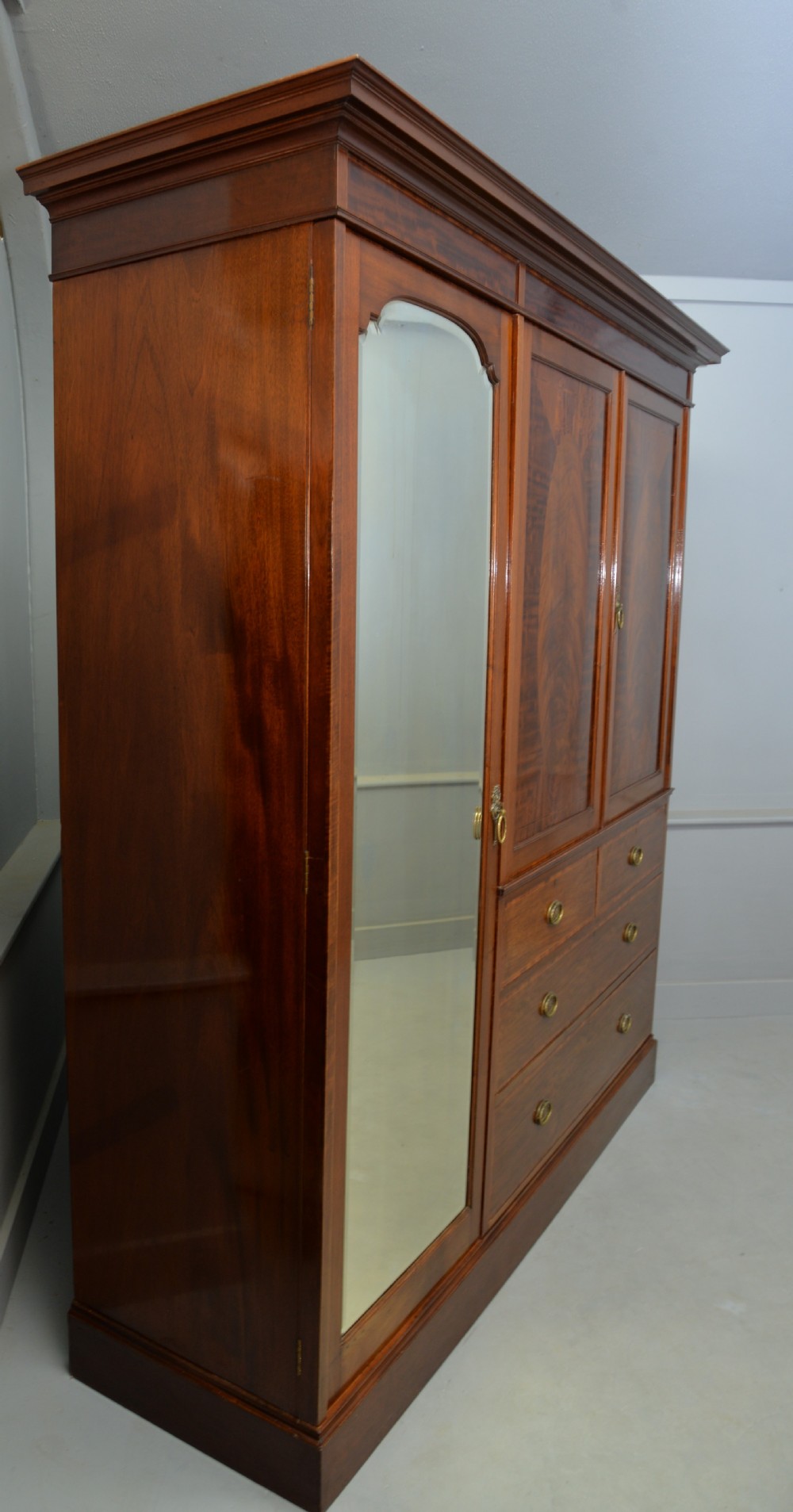 Edwardian Mahogany Wardrobe-Linen Press By Jas Shoolbred & Co View X