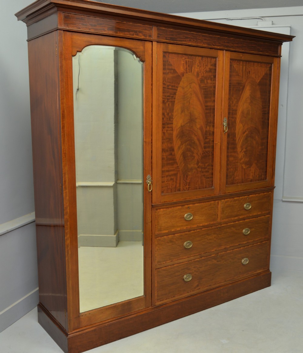 Edwardian Mahogany Wardrobe-Linen Press By Jas Shoolbred & Co View XV
