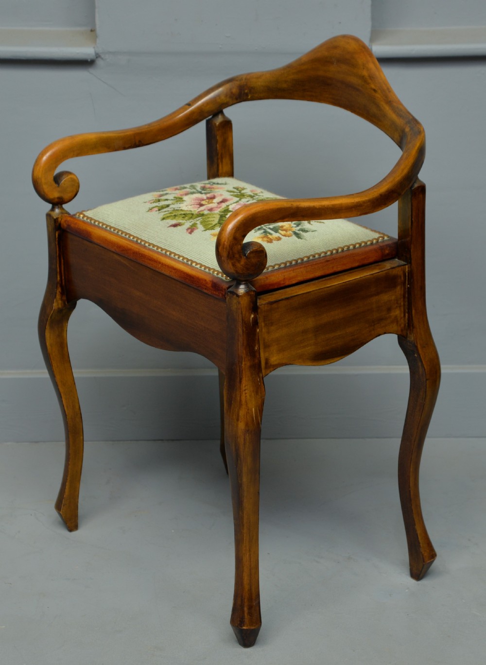 Pretty Edwardian Beech Piano Stool View III