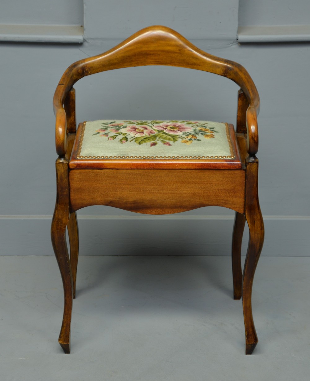 Pretty Edwardian Beech Piano Stool View IV