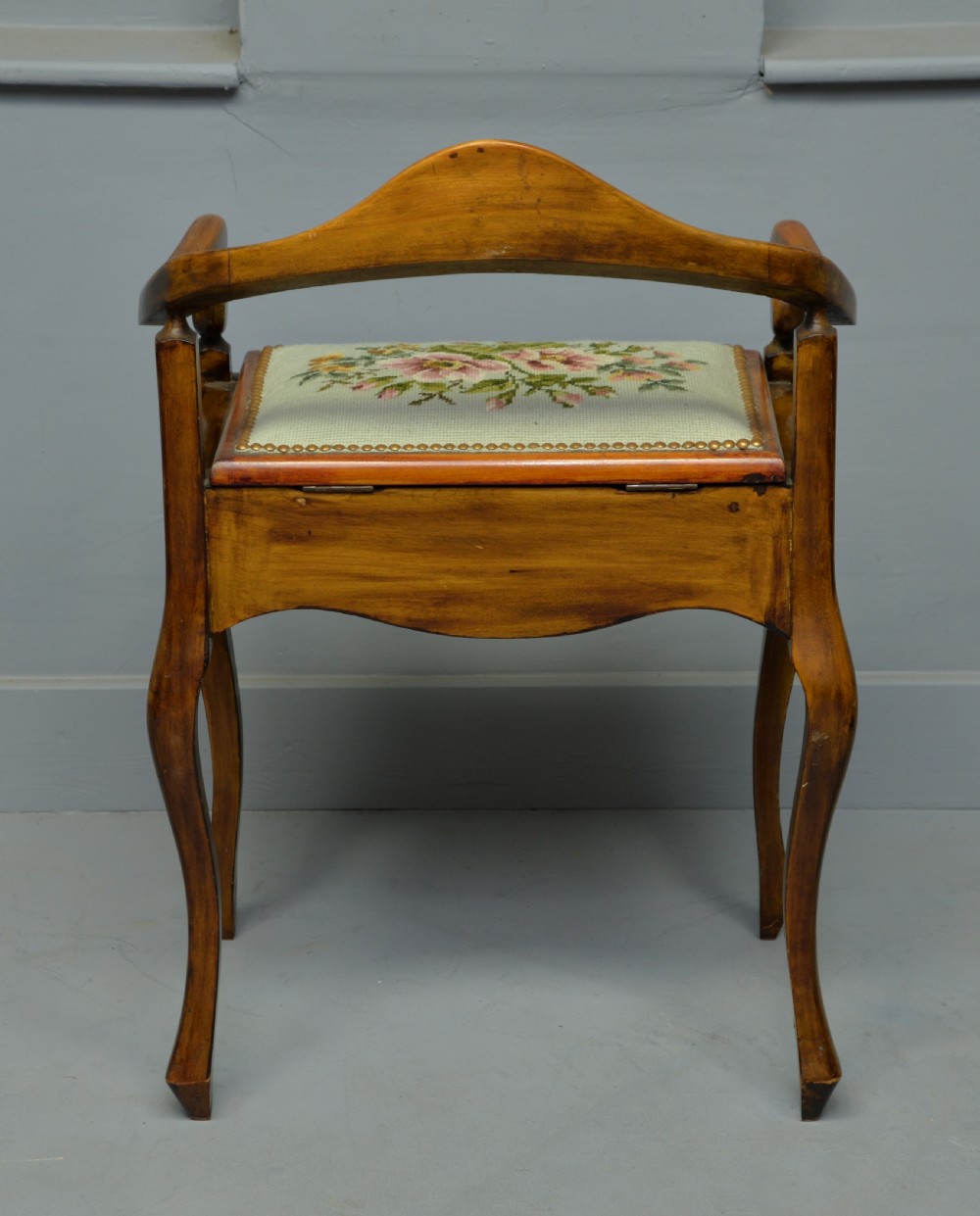 Pretty Edwardian Beech Piano Stool View VI
