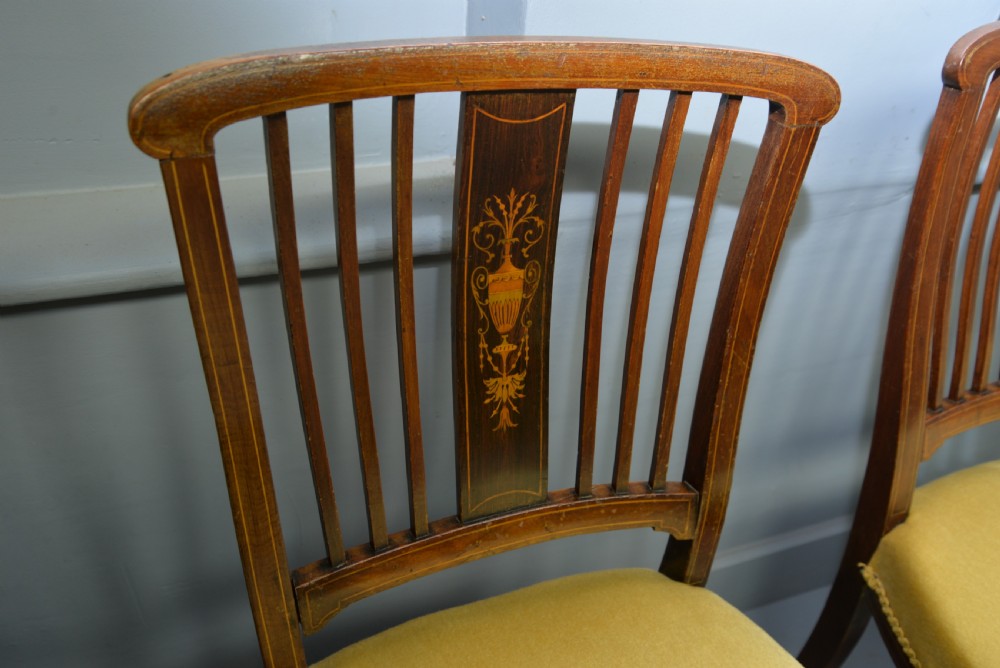 Edwardian Set Of Four Inlaid Mahogany Dining Chairs View VII