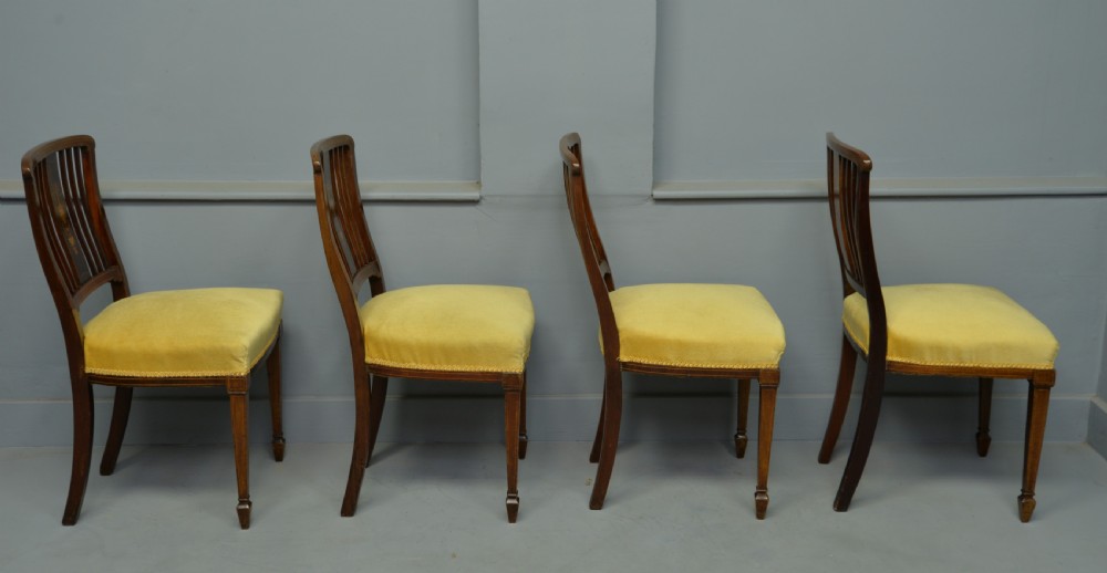 Edwardian Set Of Four Inlaid Mahogany Dining Chairs View VIII