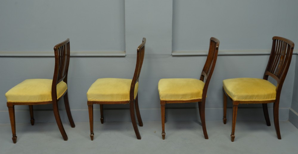 Edwardian Set Of Four Inlaid Mahogany Dining Chairs View IX