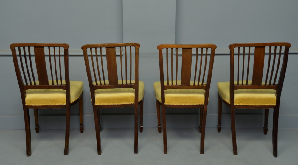 Edwardian Set Of Four Inlaid Mahogany Dining Chairs View X