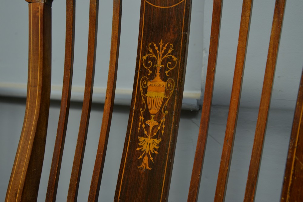 Edwardian Set Of Four Inlaid Mahogany Dining Chairs View XII