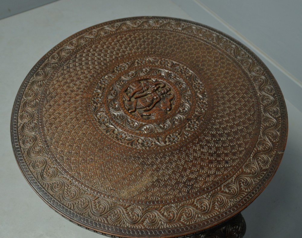Indian Rosewood Carved Elephant`s Head Occasional Table View V