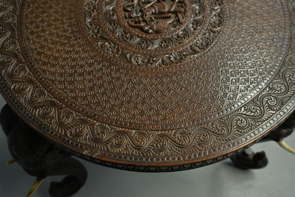 Indian Rosewood Carved Elephant`s Head Occasional Table View VII