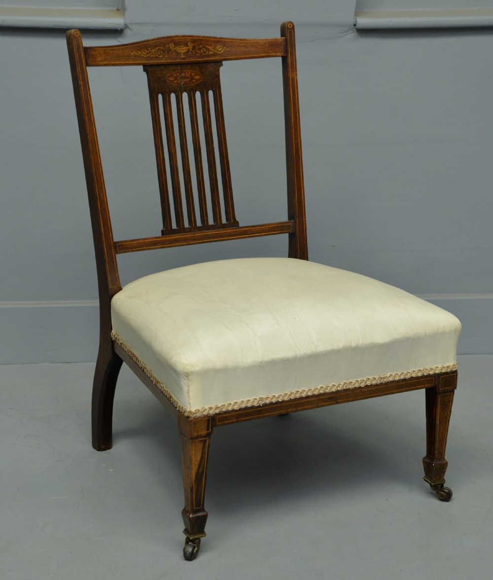Pretty Edwardian Inlaid Rosewood Nursing / Bedroom Chair