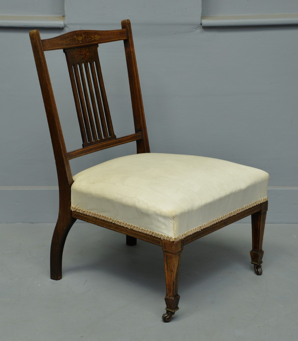 Pretty Edwardian Inlaid Rosewood Nursing / Bedroom Chair View III