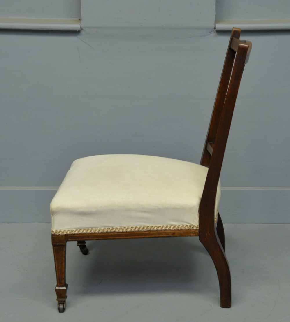 Pretty Edwardian Inlaid Rosewood Nursing / Bedroom Chair View VI