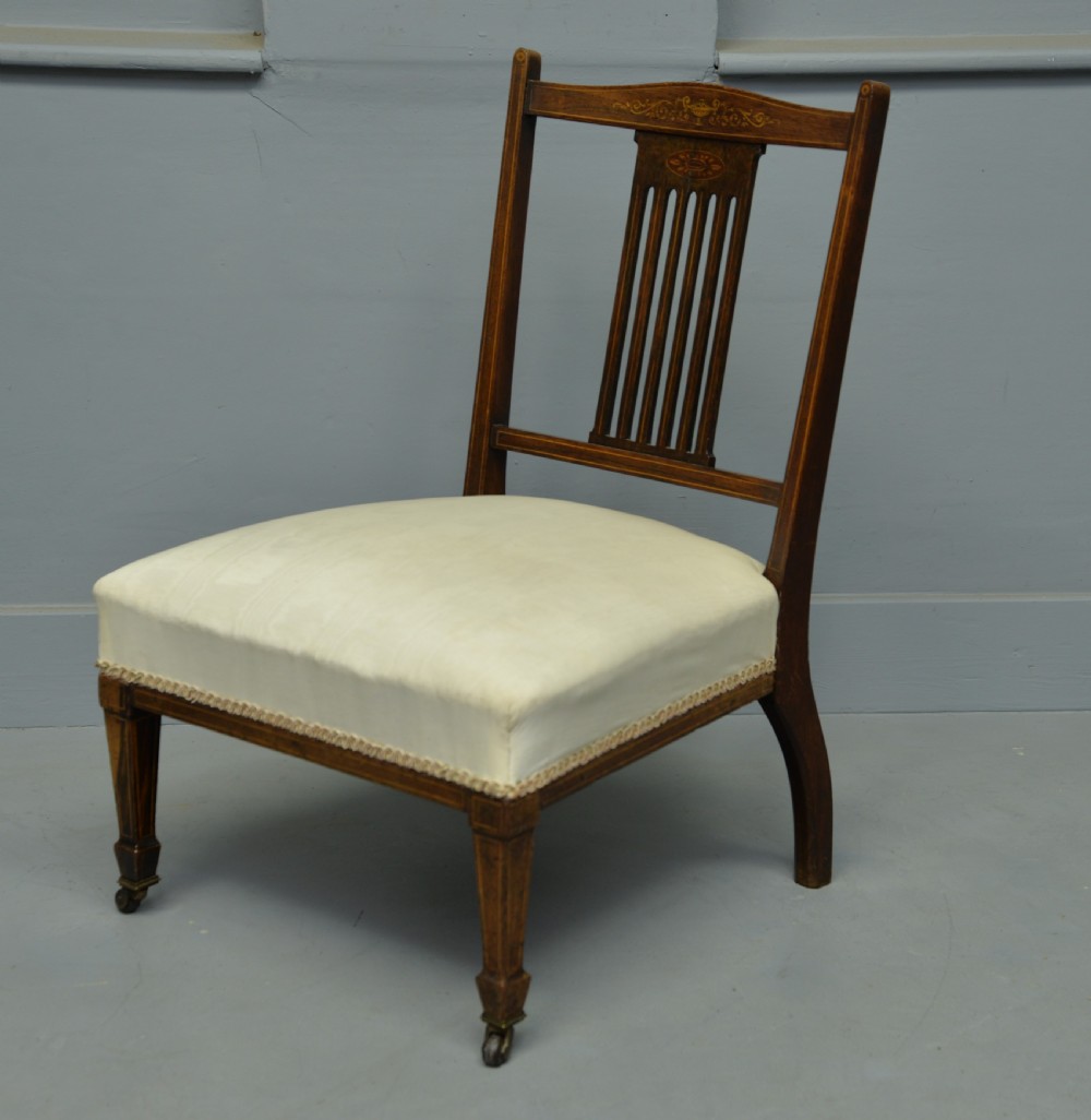 Pretty Edwardian Inlaid Rosewood Nursing / Bedroom Chair View VII