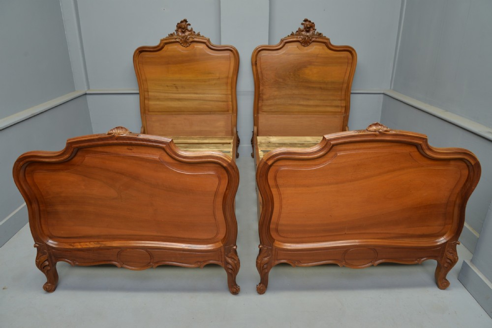 Pretty Pair Of French Rococo Walnut Single Beds View III