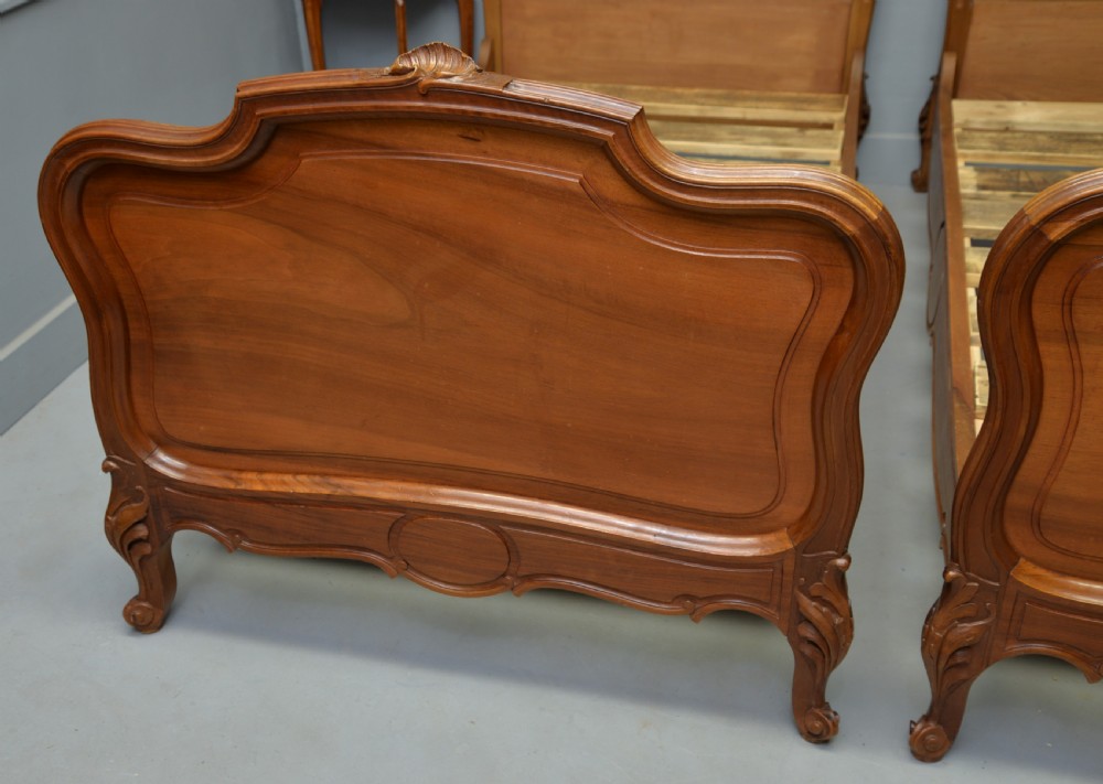 Pretty Pair Of French Rococo Walnut Single Beds View VI