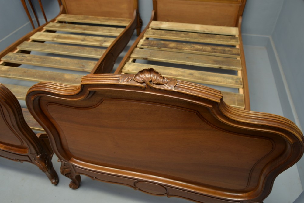 Pretty Pair Of French Rococo Walnut Single Beds View IX