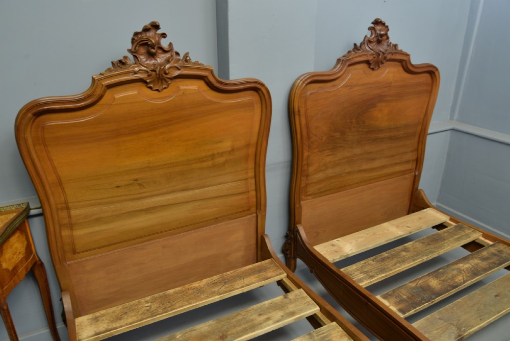 Pretty Pair Of French Rococo Walnut Single Beds View XI