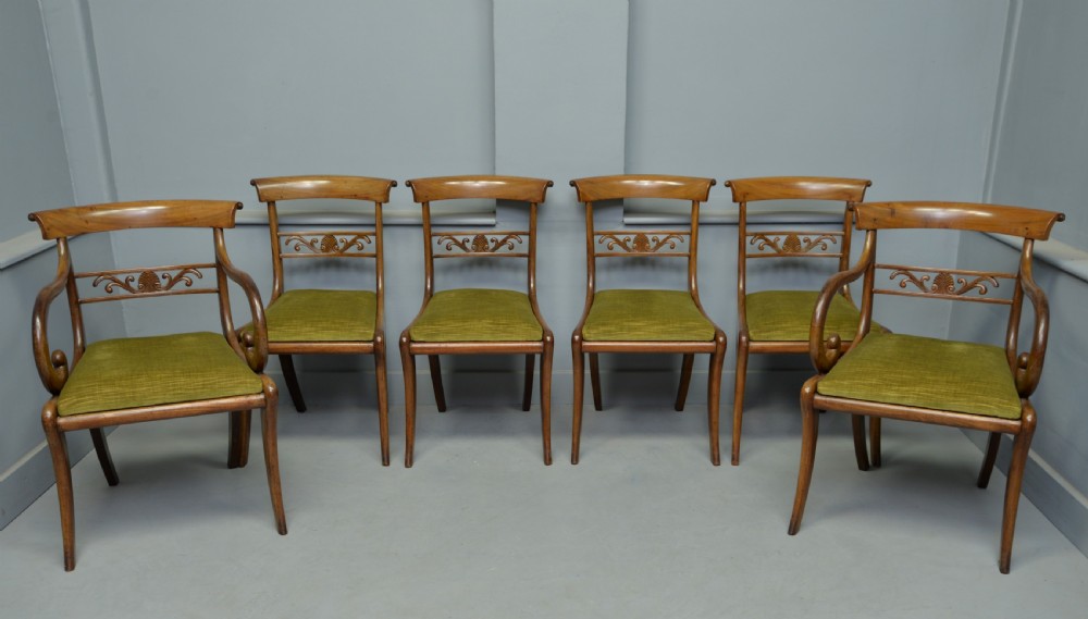 Elegant Set Of Six Regency Mahogany Dining Chairs View II