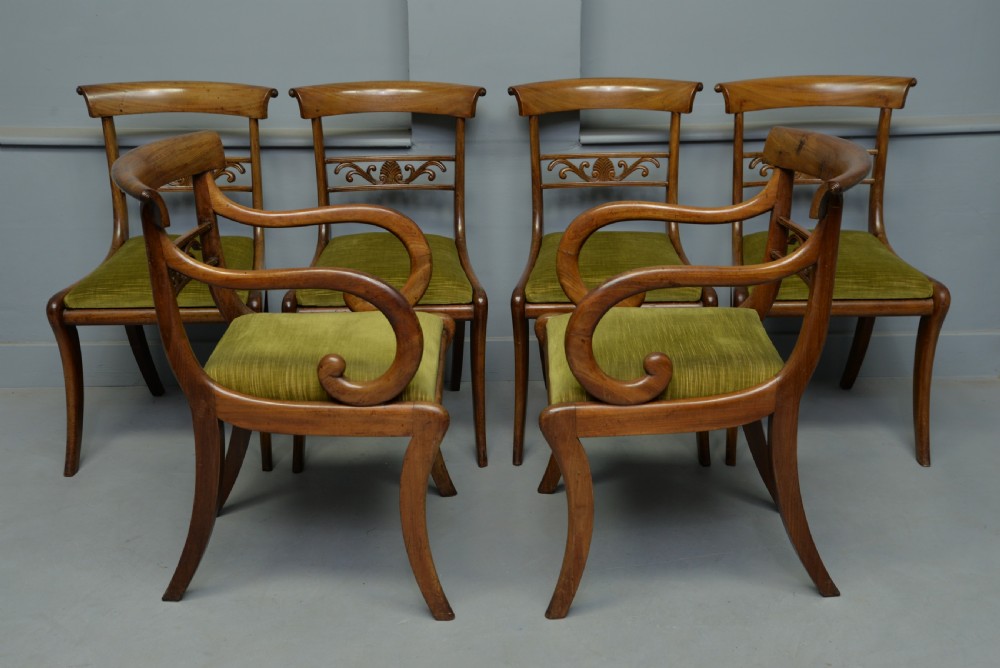 Elegant Set Of Six Regency Mahogany Dining Chairs View III