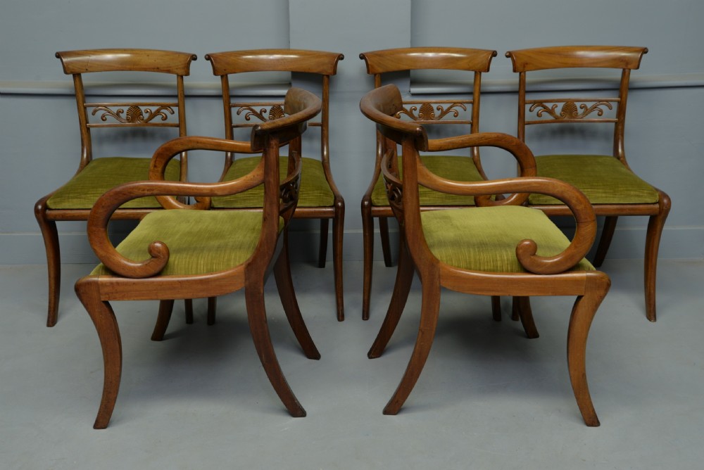 Elegant Set Of Six Regency Mahogany Dining Chairs View V