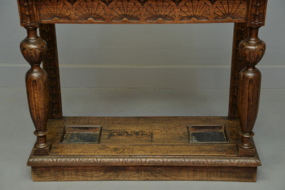 Charming Jacobean Revival Oak Stick And Umbrella Hall Stand View VIII