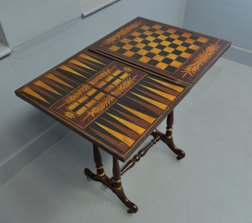 Early 19th Century Chinoiserie Red-Lacquered Games / Sewing Table View VI