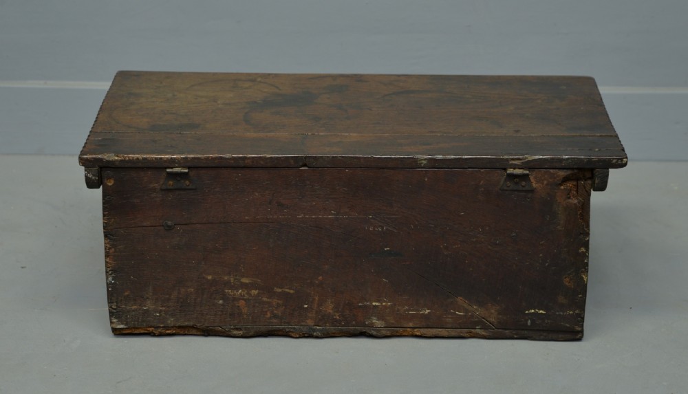 Charming 17th Century Carved Oak Box / Small Chest Dated 1670 View VIII