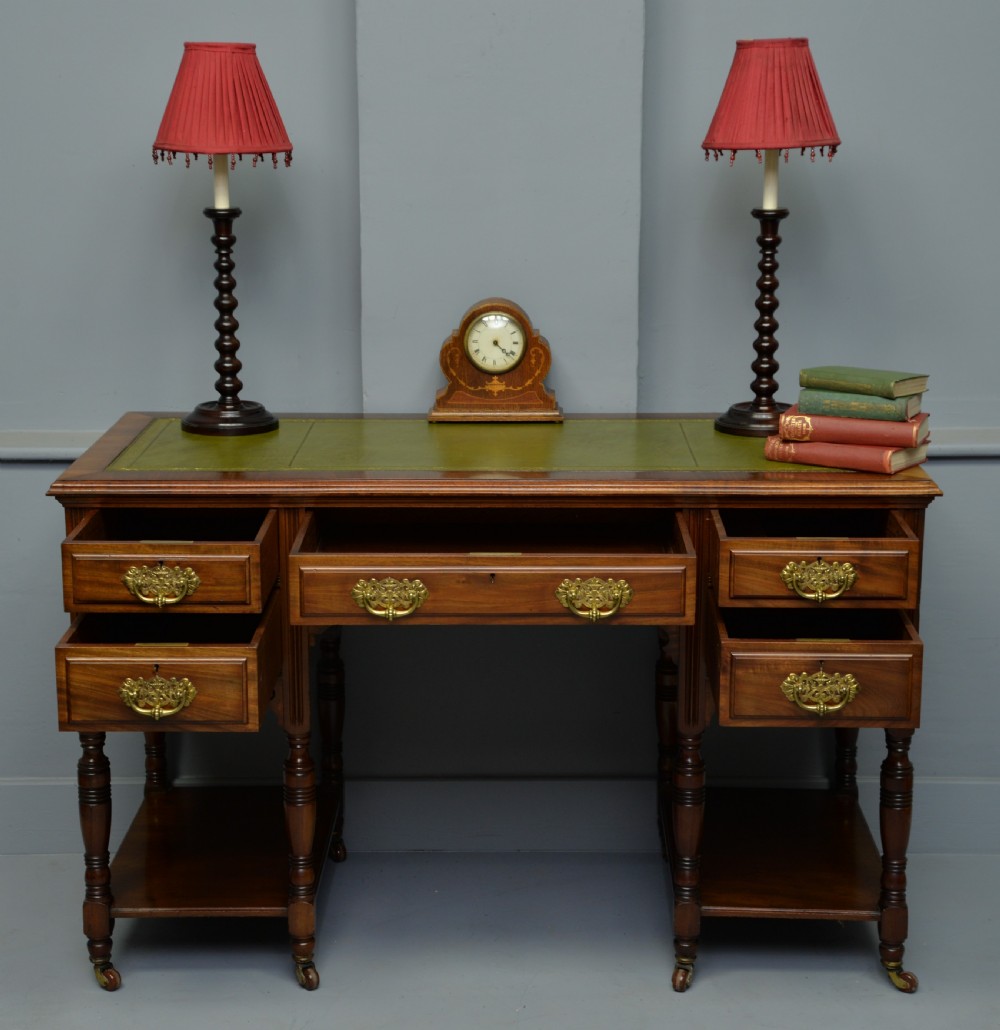 Victorian Maple & Co Mahogany Pedestal Desk  View II